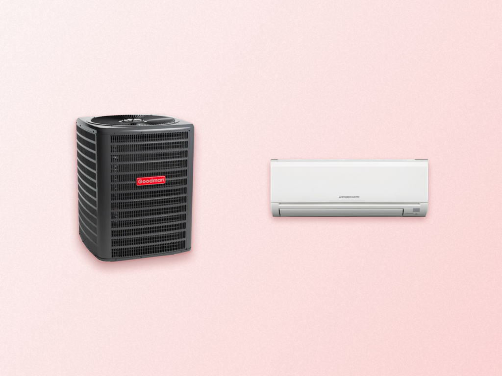 Central air unit and indoor min-split unit, side by side