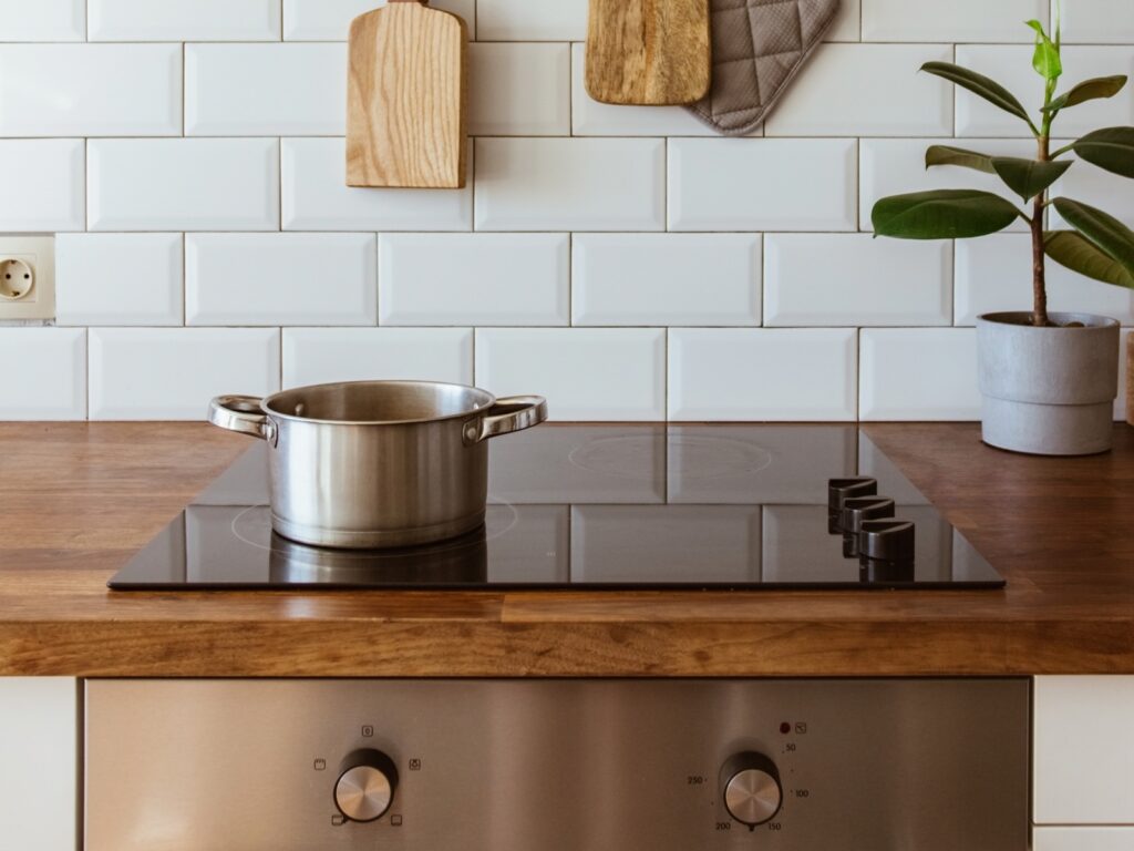 induction stove with pot